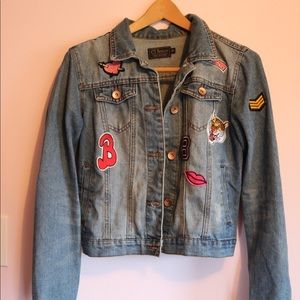 Cropped Denim Jacket with Patches